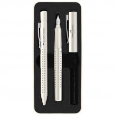 Набор Faber-Castell "Grip 2010" перьевая ручка, шариковая ручка, 0,7мм, синие, трехгран., корпус кокосовое молоко, подар.уп.